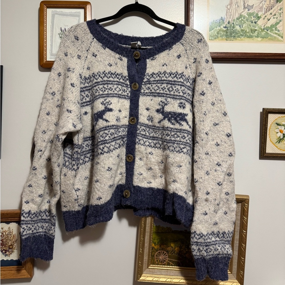 Cozy Cream and Blue Women's Sweater